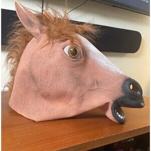 Horse Head Latex Costume Cosplay Mask Brown